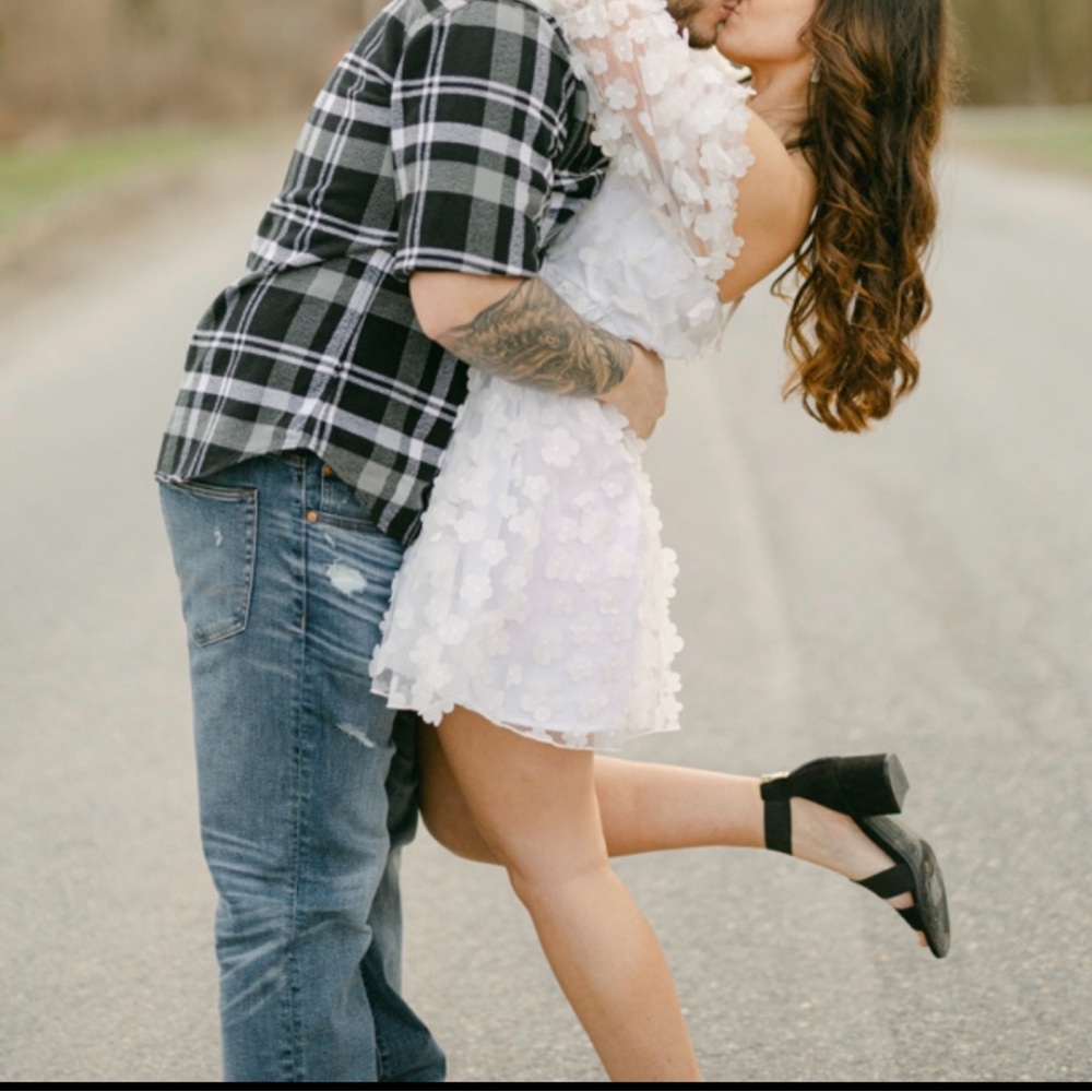 White Floral Off-Shoulder Dress